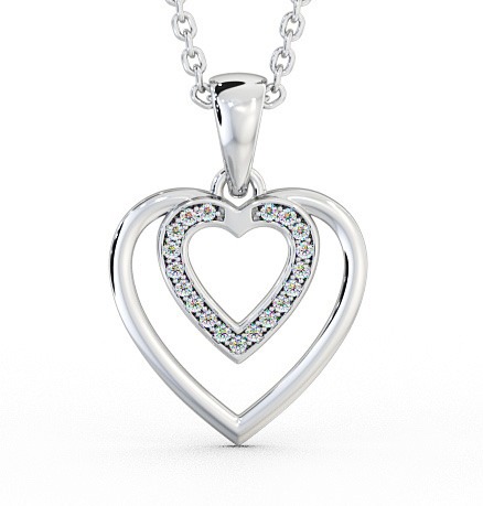  Heart Shaped Diamond Pendant 9K White Gold - Morena PNT102_WG_THUMB2 