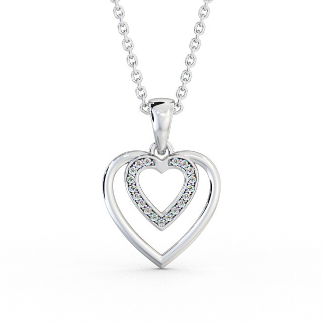 Heart Shaped Diamond Pendant 18K White Gold - Morena PNT102_WG_UP