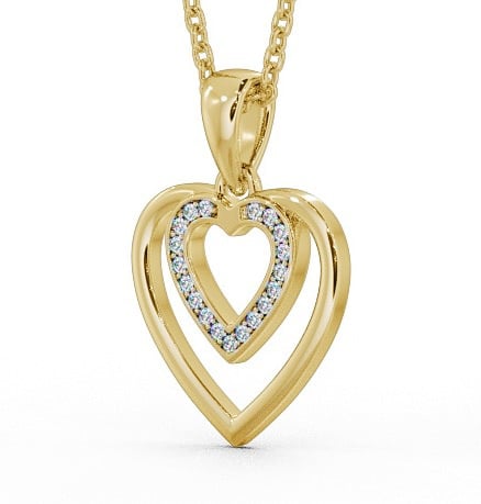 Double Heart Shaped Diamond Channel Set Pendant 18K Yellow Gold PNT102_YG_THUMB1 