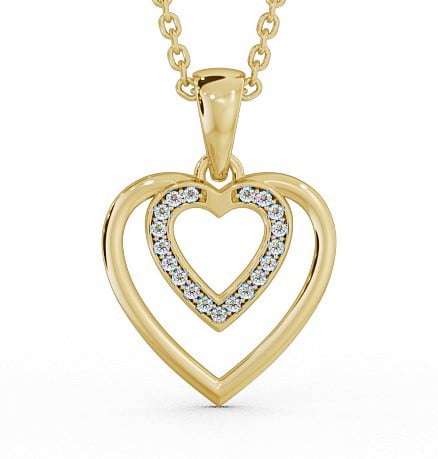  Heart Shaped Diamond Pendant 9K Yellow Gold - Morena PNT102_YG_THUMB2 