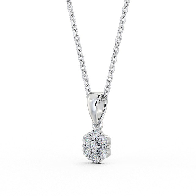 Cluster Style Diamond Pendant 18K White Gold - Cesara PNT104_WG_SIDE