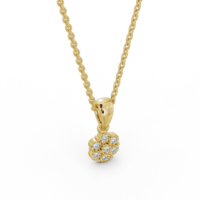 Cluster Style Diamond Pendant 18K Yellow Gold - Cesara PNT104_YG_FLAT