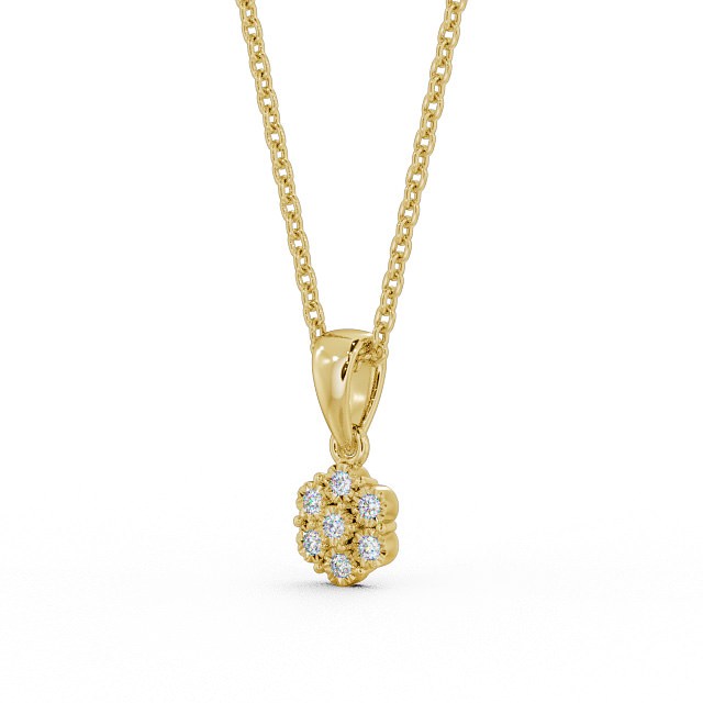 Cluster Style Diamond Pendant 9K Yellow Gold - Cesara PNT104_YG_SIDE