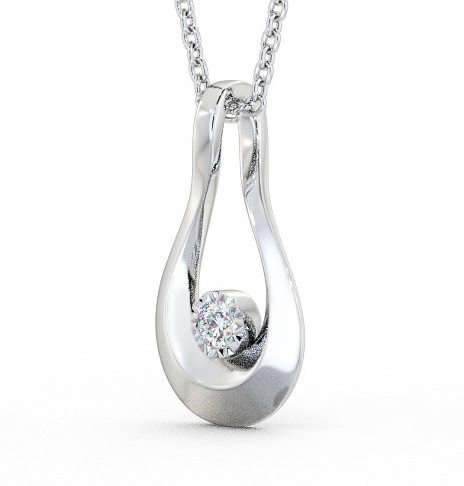 Drop Style Single Diamond Illusion Set Pendant 18K White Gold PNT105_WG_THUMB1 