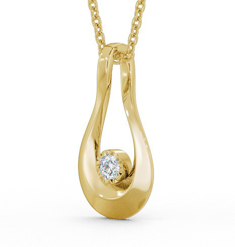 Drop Style Single Diamond Illusion Set Pendant 18K Yellow Gold PNT105_YG_THUMB1