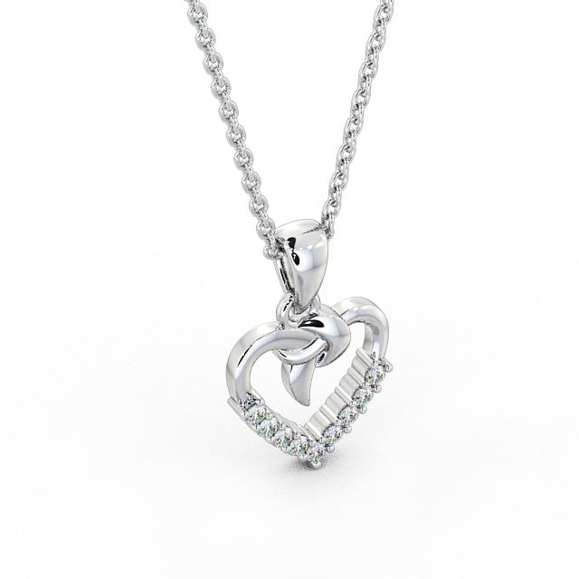 Heart Shaped Diamond Pendant 18K White Gold - Edelina PNT107_WG_FLAT