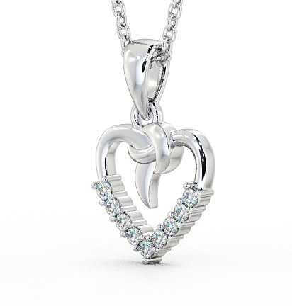 Heart Shaped Diamond Knott Design Pendant 18K White Gold PNT107_WG_THUMB1