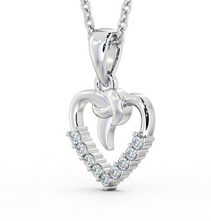 Heart Shaped Diamond Knott Design Pendant 9K White Gold PNT107_WG_THUMB1