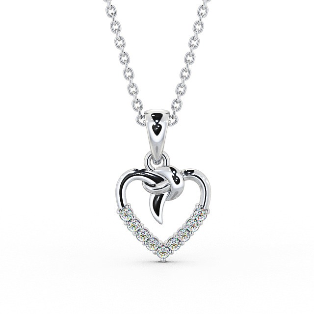 Heart Shaped Diamond Pendant 18K White Gold - Edelina PNT107_WG_UP