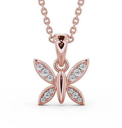  Butterfly Shaped 0.14ct Diamond Pendant 9K Rose Gold - Mayra PNT108_RG_THUMB2 
