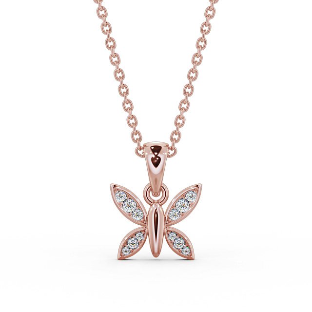 Butterfly Shaped 0.14ct Diamond Pendant 9K Rose Gold - Mayra PNT108_RG_UP