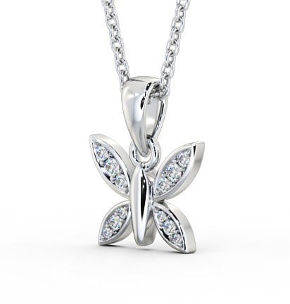 Butterfly Shaped 0.14ct Diamond Pendant 18K White Gold PNT108_WG_THUMB1