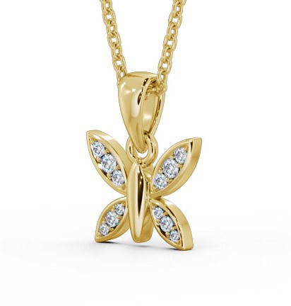 Butterfly Shaped 0.14ct Diamond Pendant 18K Yellow Gold PNT108_YG_THUMB1 