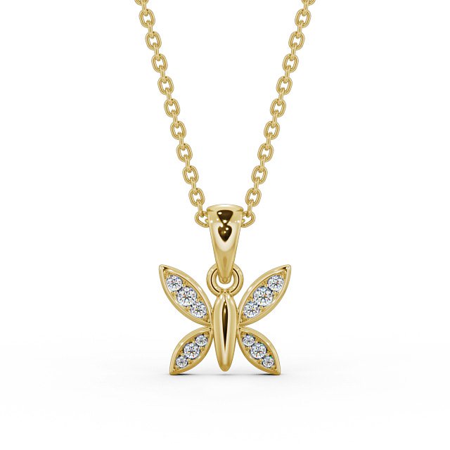 Butterfly Shaped 0.14ct Diamond Pendant 18K Yellow Gold - Mayra PNT108_YG_UP