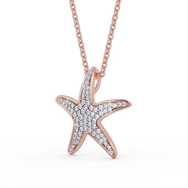 Starfish Shaped 0.32ct Diamond Pendant 9K Rose Gold - Irma PNT109_RG_SIDE