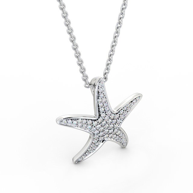 Starfish Shaped 0.32ct Diamond Pendant 9K White Gold - Irma PNT109_WG_FLAT