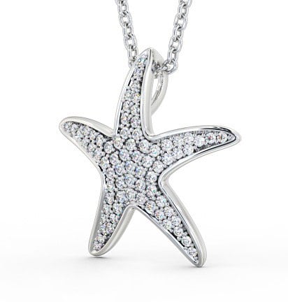 Starfish Shaped 0.32ct Diamond Cluster Pendant 18K White Gold PNT109_WG_THUMB1