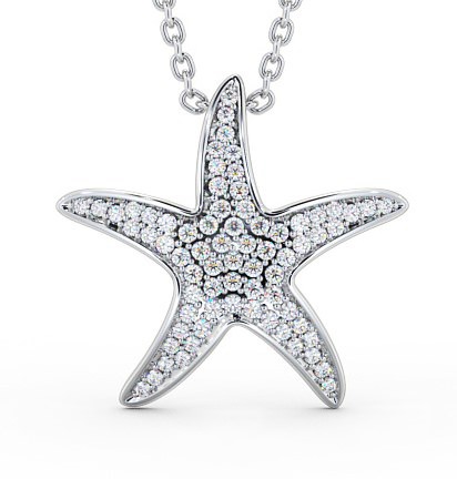 Starfish Shaped 0.32ct Diamond Cluster Pendant 9K White Gold PNT109_WG_THUMB2 