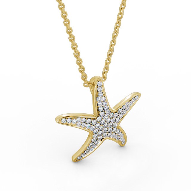 Starfish Shaped 0.32ct Diamond Pendant 18K Yellow Gold - Irma PNT109_YG_FLAT