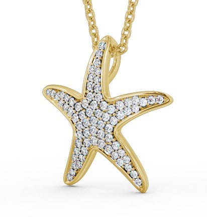 Starfish Shaped 0.32ct Diamond Cluster Pendant 9K Yellow Gold PNT109_YG_THUMB1