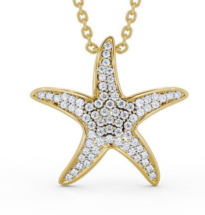 Starfish Shaped 0.32ct Diamond Cluster Pendant 9K Yellow Gold PNT109_YG_THUMB2 