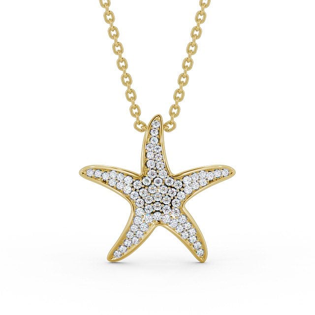 Starfish Shaped 0.32ct Diamond Pendant 18K Yellow Gold - Irma PNT109_YG_UP