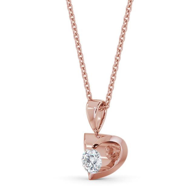 Round Solitaire Diamond Heart Pendant 18K Rose Gold - Mere