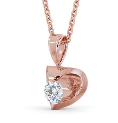 Round Solitaire Diamond Heart Design Pendant 9K Rose Gold PNT10_RG_THUMB1 