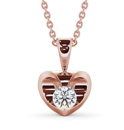 Round Solitaire Diamond Heart Design Pendant 9K Rose Gold PNT10_RG_THUMB2 