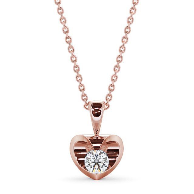 Round Solitaire Diamond Heart Pendant 18K Rose Gold - Mere PNT10_RG_UP