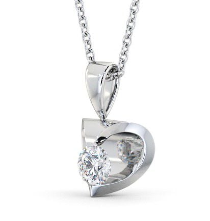 Round Solitaire Diamond Heart Design Pendant 9K White Gold PNT10_WG_THUMB1 