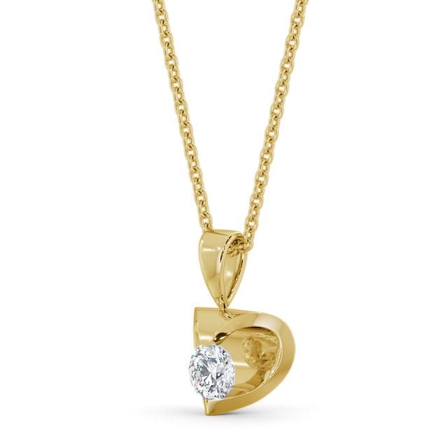 Round Solitaire Diamond Heart Pendant 9K Yellow Gold - Mere