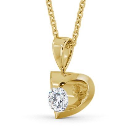 Round Solitaire Diamond Heart Design Pendant 9K Yellow Gold PNT10_YG_THUMB1 