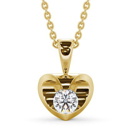Round Solitaire Diamond Heart Design Pendant 18K Yellow Gold PNT10_YG_THUMB2 