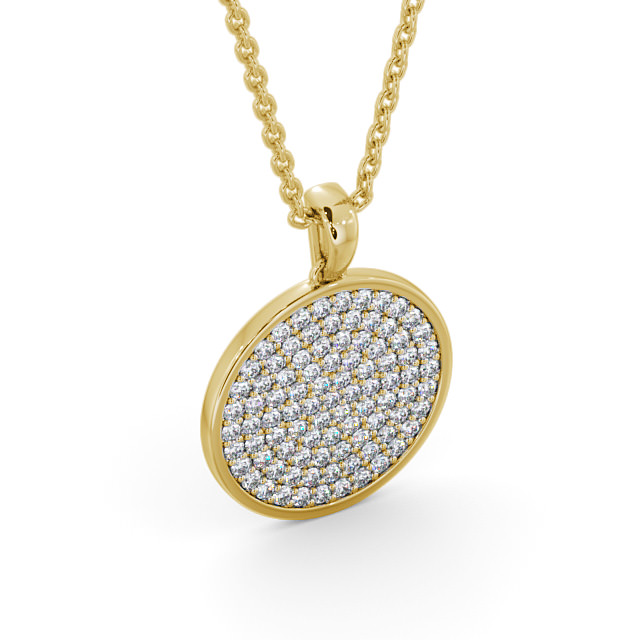 Cluster Circle Style Diamond Pendant 18K Yellow Gold - Zalisa PNT111_YG_FLAT