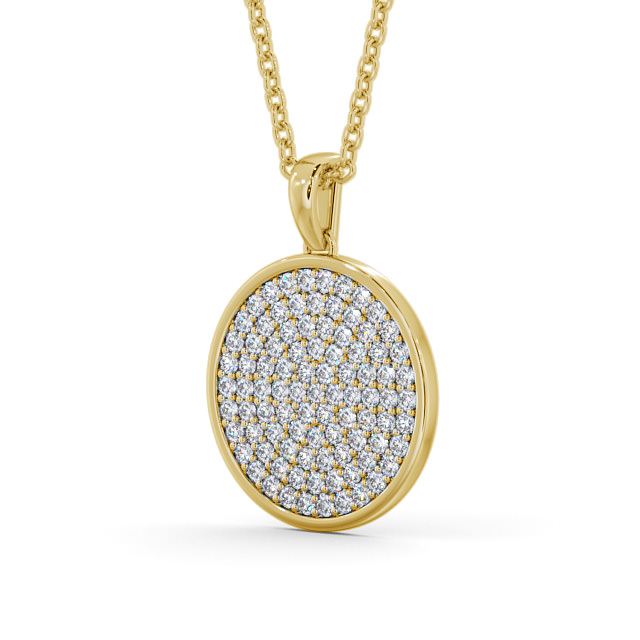 Cluster Circle Style Diamond Pendant 9K Yellow Gold - Zalisa PNT111_YG_SIDE