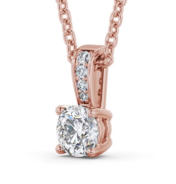 Round Solitaire Four Claw Stud Diamond Pendant with Diamond Set Bail 18K Rose Gold PNT113_RG_THUMB1_1.jpg 