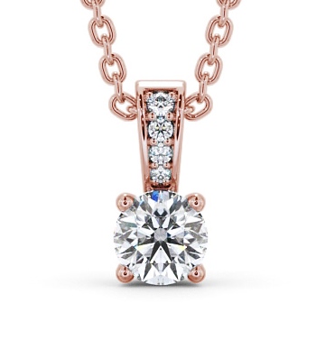  Round Solitaire Four Claw Stud Diamond Pendant 18K Rose Gold - Dolores PNT113_RG_THUMB2 