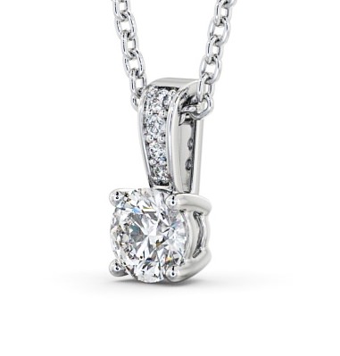 Round Solitaire Four Claw Stud Pendant with Set Bail Silver PNT113_WG_THUMB1 