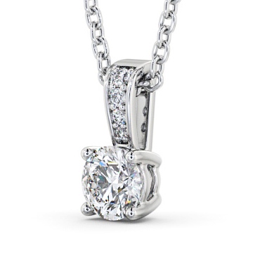 Round Solitaire Four Claw Stud Diamond Pendant with Diamond Set Bail 18K White Gold PNT113_WG_THUMB1_2.jpg 