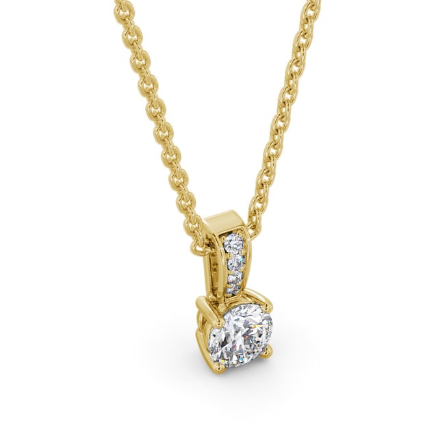 Round Solitaire Four Claw Stud Diamond Pendant 18K Yellow Gold - Dolores PNT113_YG_FLAT