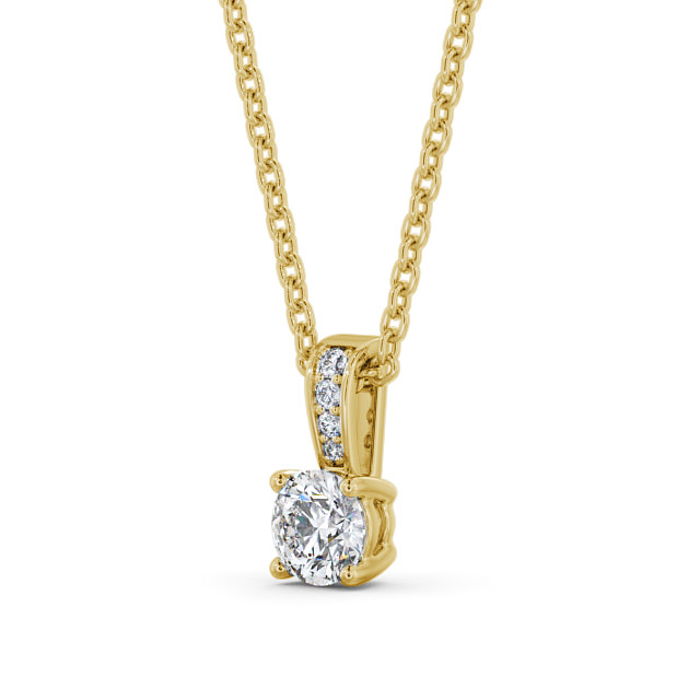 Round Solitaire Four Claw Stud Diamond Pendant 9K Yellow Gold - Dolores