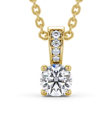  Round Solitaire Four Claw Stud Diamond Pendant 18K Yellow Gold - Dolores PNT113_YG_THUMB2 