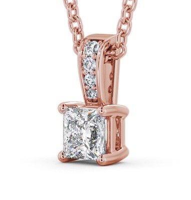 Princess Solitaire Four Claw Stud Diamond Pendant with Diamond Set Bail 18K Rose Gold PNT114_RG_THUMB1 