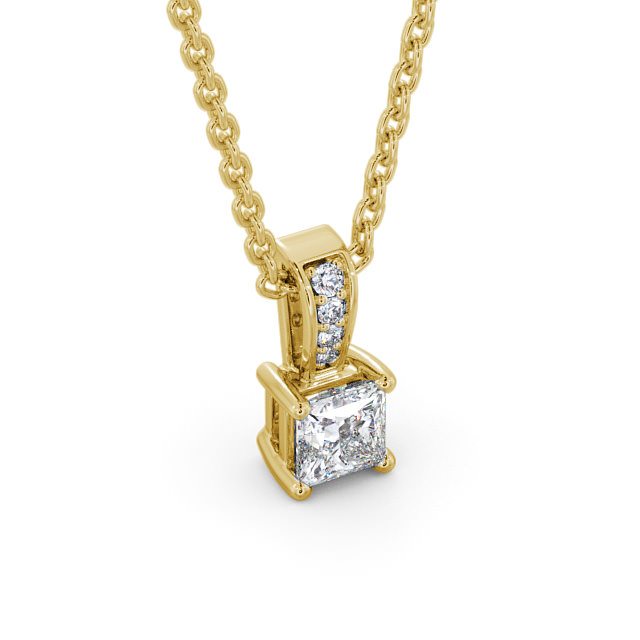 Princess Solitaire Four Claw Stud Diamond Pendant 9K Yellow Gold - Agnisa PNT114_YG_FLAT