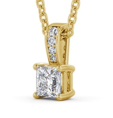 Princess Solitaire Four Claw Stud Diamond Pendant with Diamond Set Bail 9K Yellow Gold PNT114_YG_THUMB1