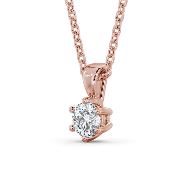 Round Solitaire Six Claw Stud Diamond Pendant 18K Rose Gold - Vanda PNT115_RG_SIDE