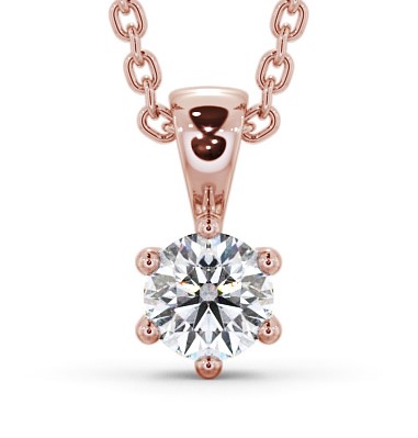 Round Solitaire Six Claw Stud Diamond Classic Pendant 18K Rose Gold PNT115_RG_THUMB2 