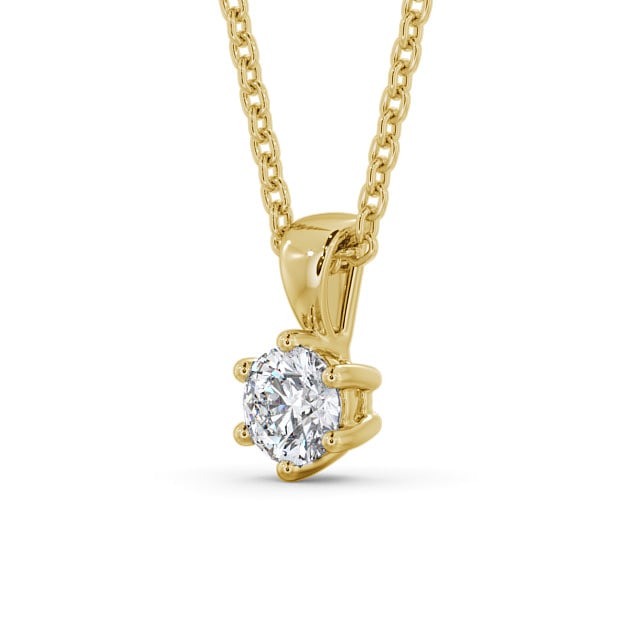 Round Solitaire Six Claw Stud Diamond Pendant 9K Yellow Gold - Vanda PNT115_YG_SIDE