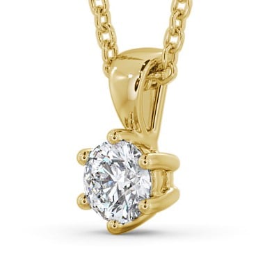 Round Solitaire Six Claw Stud Diamond Classic Pendant 18K Yellow Gold PNT115_YG_THUMB1 